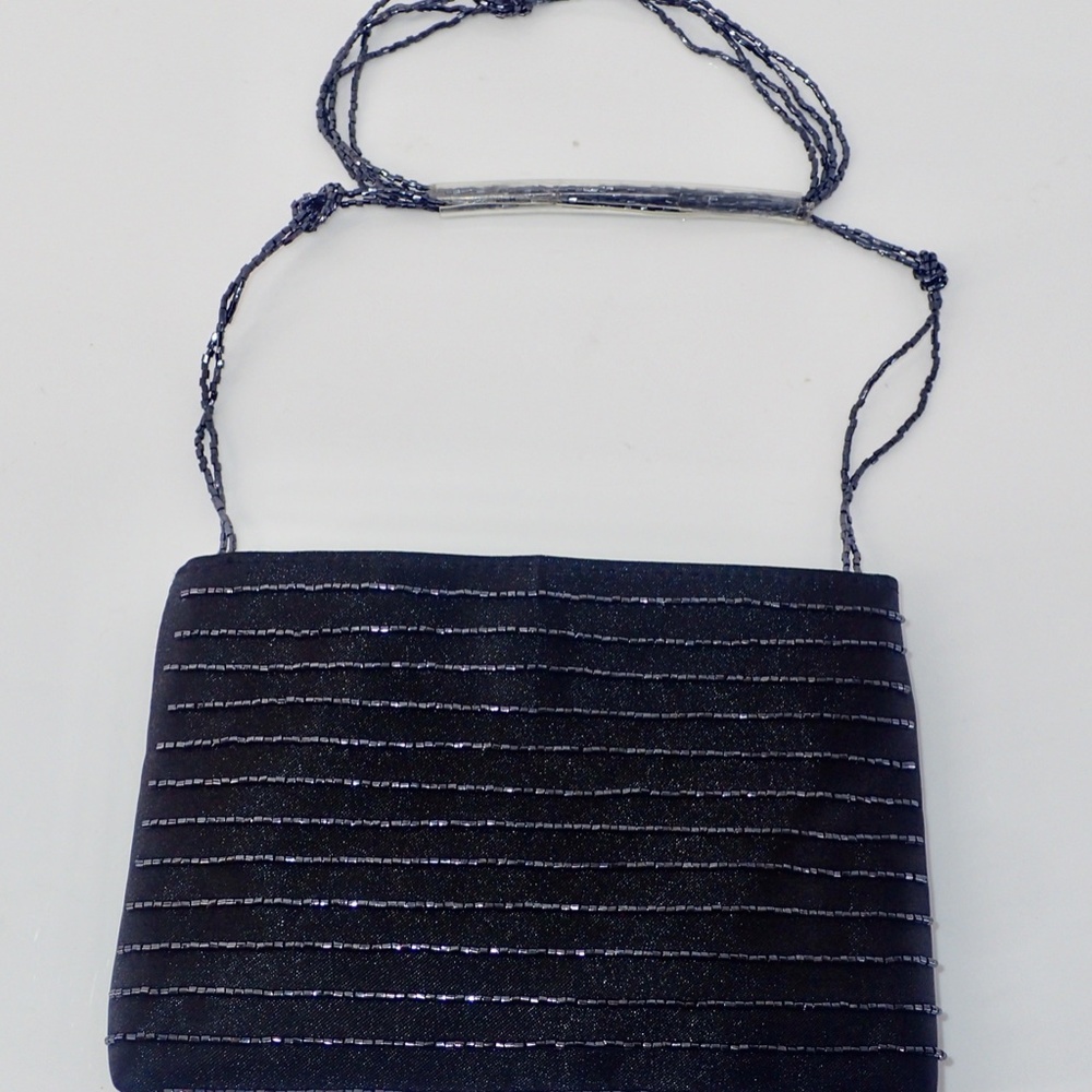 Little Black Sequined Crossbody or Clutch Bag Lipstick Holder 7 x 5" New no Tags
